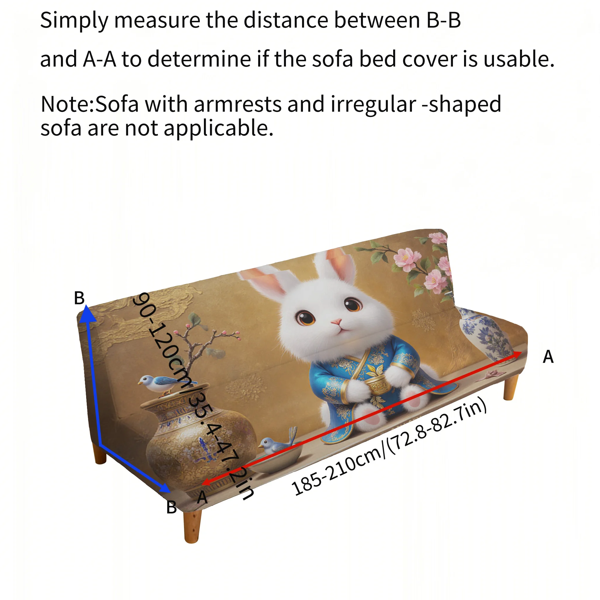 All-inclusive elastic sofa bed cover, new Chinese Guochao rabbit sofa bed cover, easy installation, machine washable