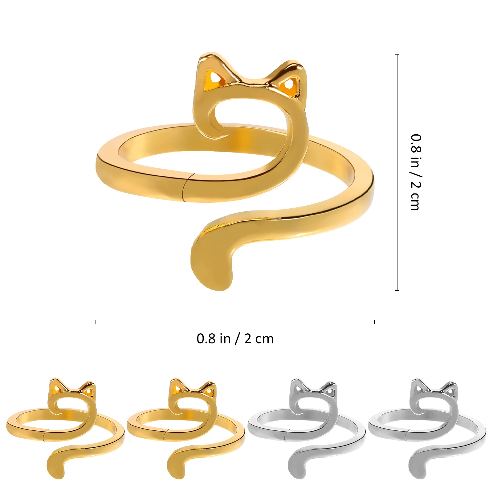 4 Uds. Anillos de ganchillo ajustables con forma de oreja de gato, anillos de dedo de hilo de tejer, diseño abierto, ropa cómoda