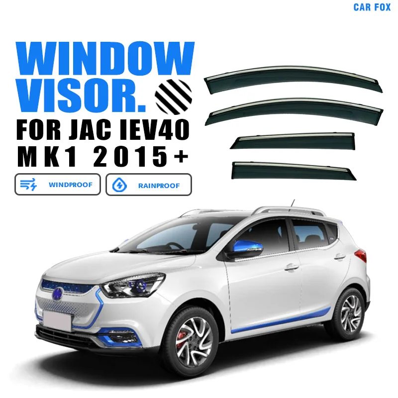 

Пластиковый козырек для окон JAC iEV40 2015-2023, оттенки на вентиляционное отверстие, защита от солнца, дождя, 4 шт./комплект, для JAC iEV40 2015-2023