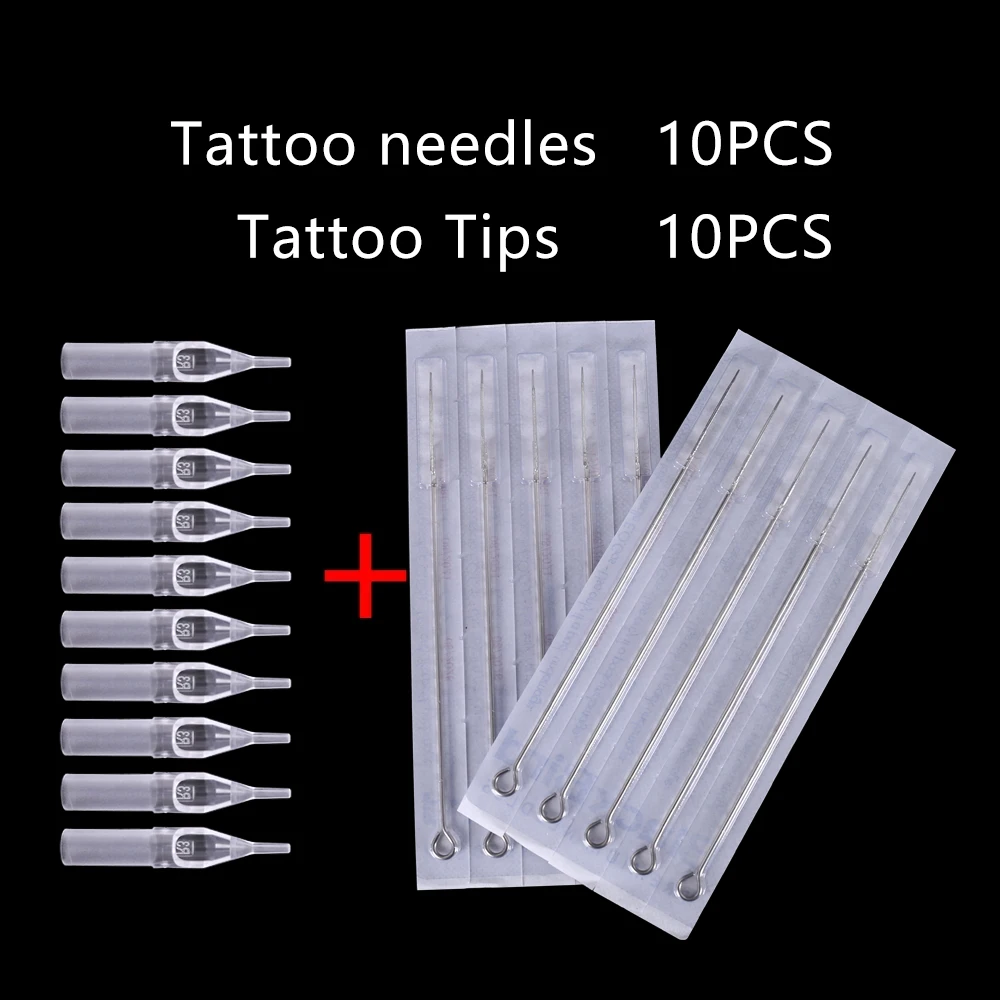 10pcs Tattoo Needles+Tattoo Tips Set Disposable Mixed Tattoo Needles & Assorted Tattoo Needles Tubes Includes Tattoo Tips