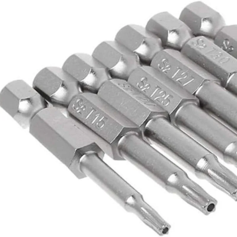 7 Pcs Set S2 Magnetic Star Screwdriver Bits 50mm Length 1/4" Hex Shank T10 T15 T20 T25 T27 T30 T40 Star Screw Driver Bits Set