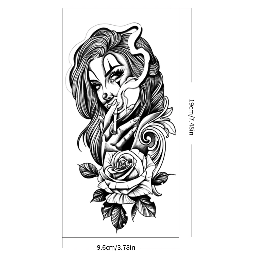 멋진 타투 스티커 일회용 신 몬스터 예수 아트 가짜 타투 물전사 방수 팔 다리 등 남녀 커플용
