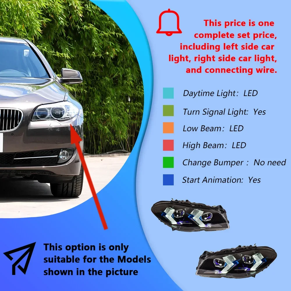 Voor Bmw F10 F11 F18 525I 530I 535Li 2010-2017 Led Auto Koplampen Montage Upgrade Bmw G30 G38 Stijl projector Lens Accessoires