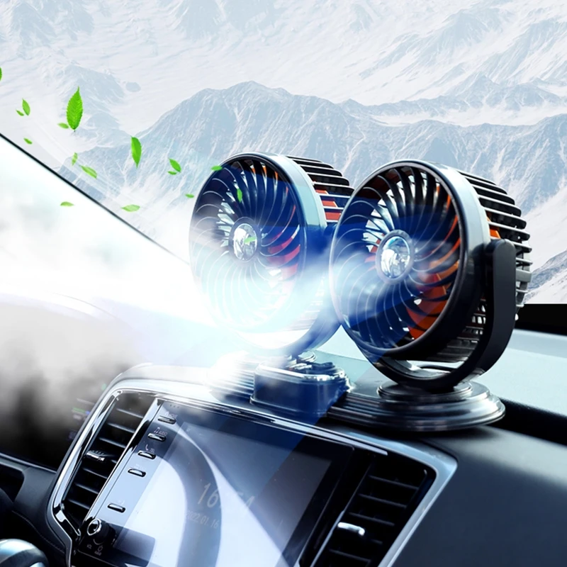 Car Fan 360° 3-speed Car Seat Back Cooling Fan USB Charge Dual Head Fan Adjustable Rotation Neck Cooler for Car Home Accessories