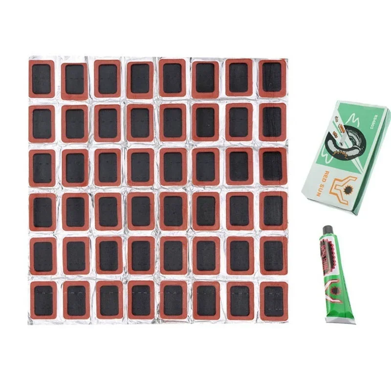 48pcs colla a freddo per bicicletta + colla Set di strumenti per la riparazione di pneumatici per biciclette kit di riparazione di pneumatici Patch in gomma fetale