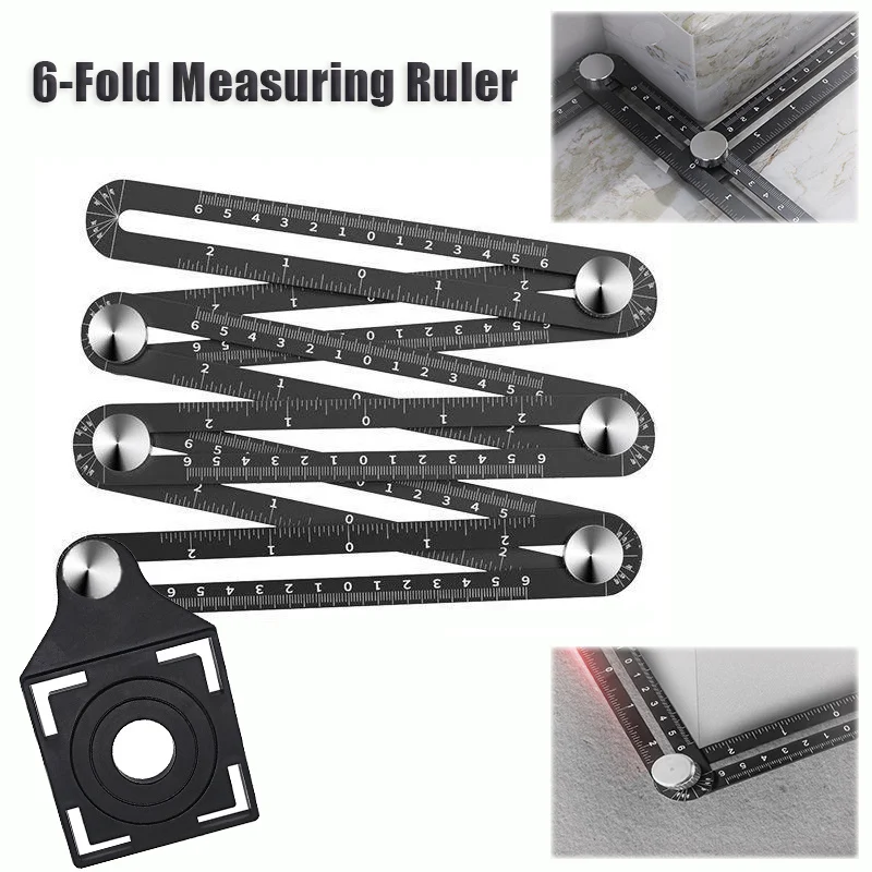 6 Fold Construction Angle Measuring Ruler Aluminum Alloy Perforated Mold Template Tool Locator Drill Guide Tile Hole