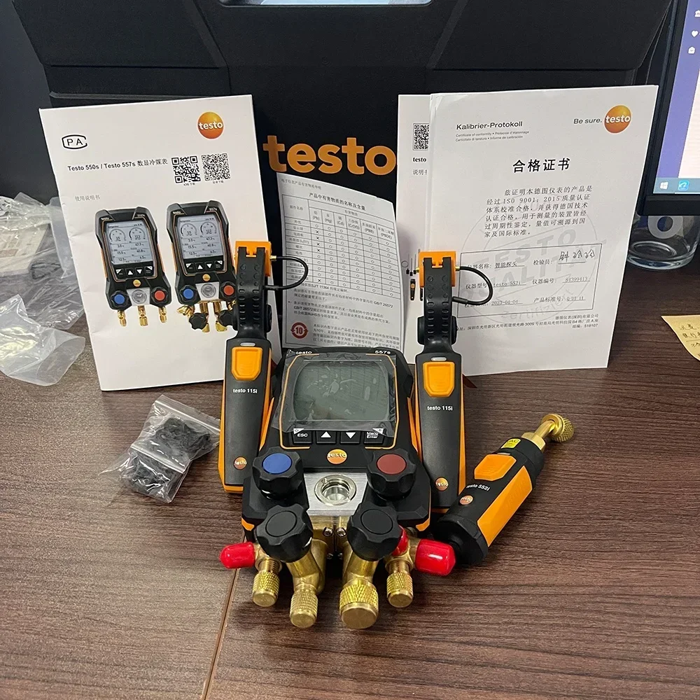 Factory Direct Testo 557s - Smart Digital Manifold with Bluetooth and Four-way Valve Block Gauge Kit