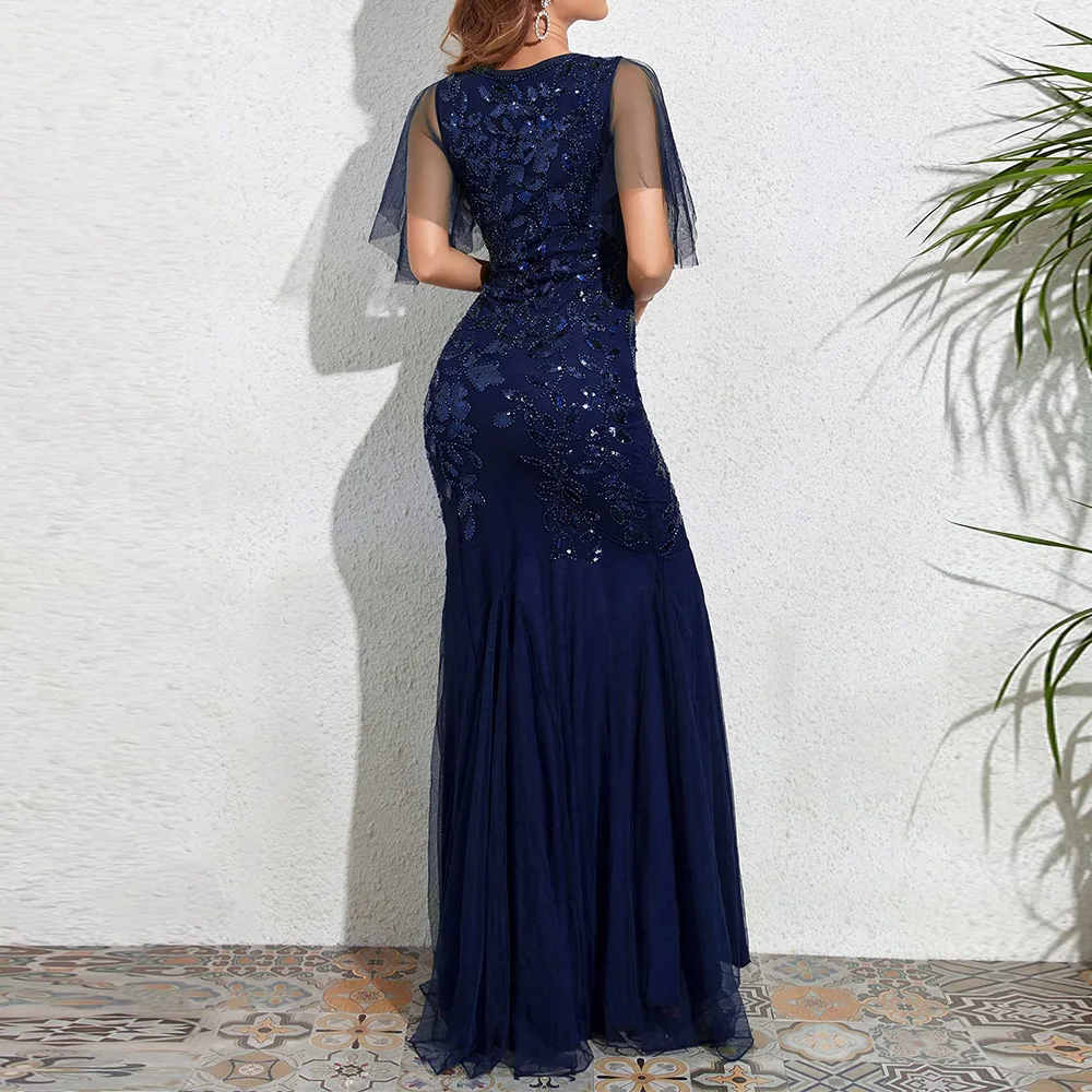 Maßgeschneiderte exquisite Pailletten-Kleider für die Brautmutter, O-Ausschnitt, Damen-Abendkleid, Meerjungfrau-Saum, langes formelles Ballkleid 2025