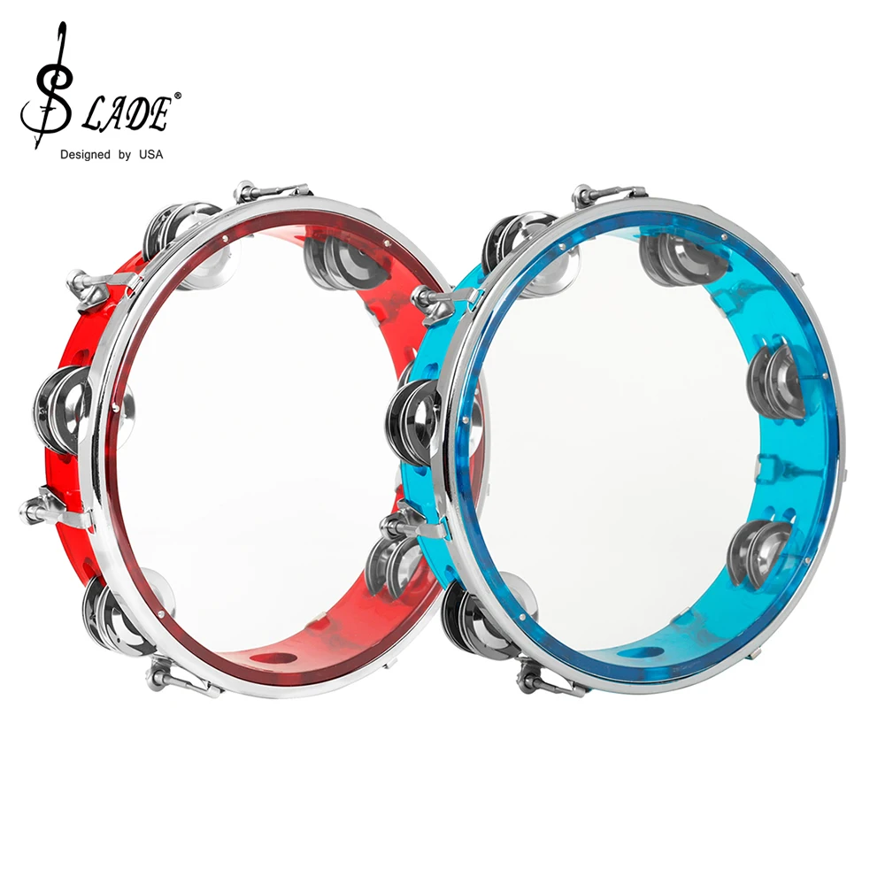 SLADE 8 Inch Tambourine Double Row Jingles Bell Self-Tuning Tone Hand Drum Musical Educational Toys Gifts Percussion Instrument