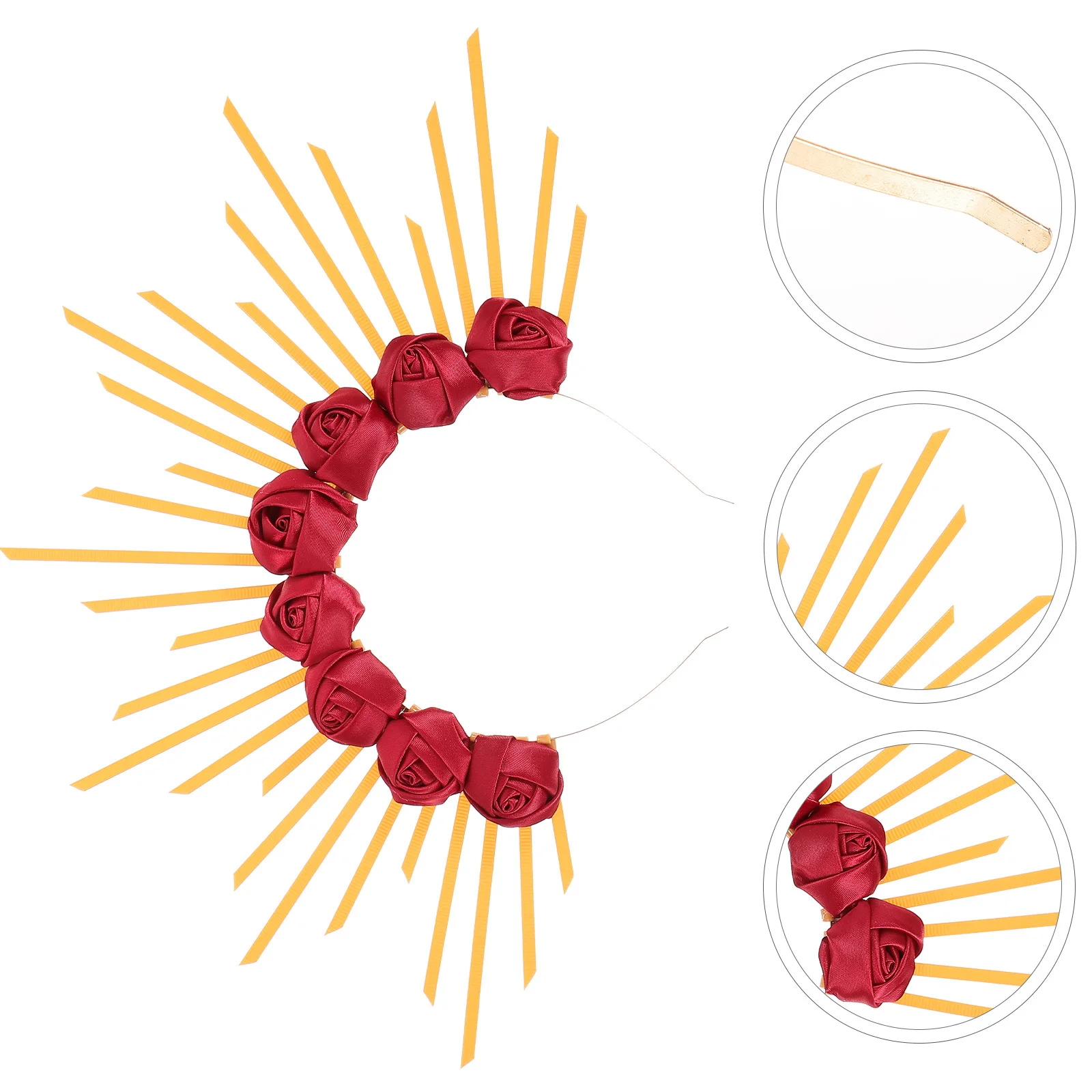 

Goddess Rose Flower Crown Headband Bridal Wedding Headpiece Gothic Halloween Headwear Cosplay Party Hair Accessories Women