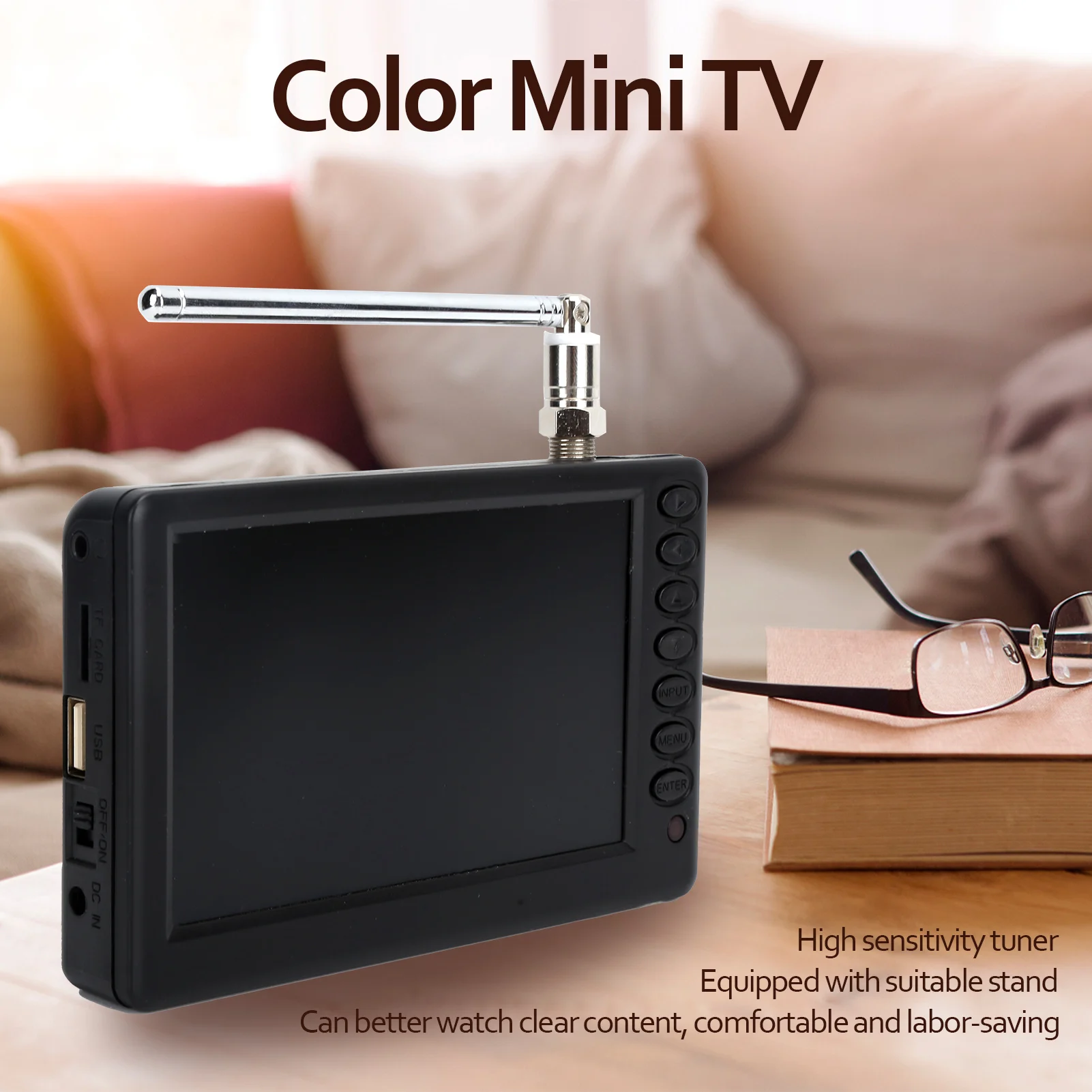 

LEADSTAR 5 Inch Mini Digital TV Portable HD ATV Bracket Pocket FM Radio Handheld Color TV Multifunctional DVB-T2
