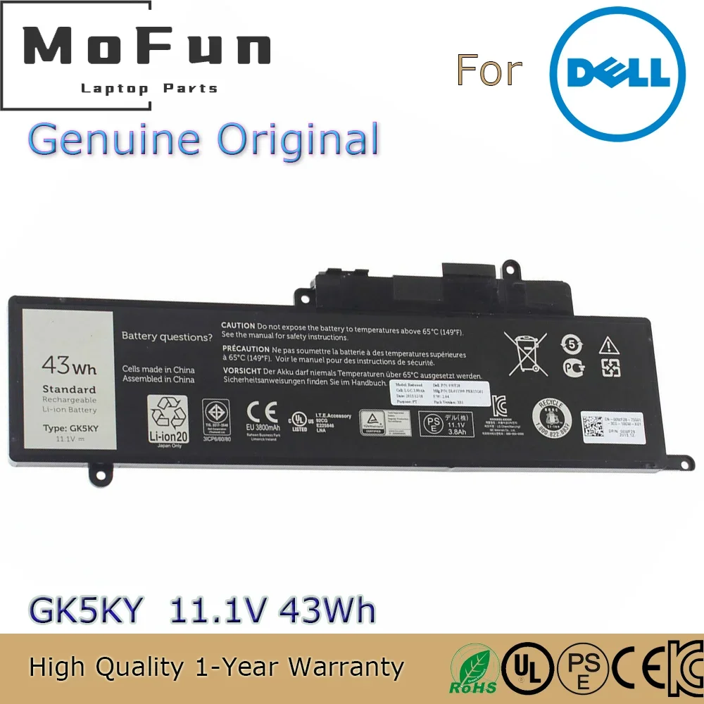 

Brand New Original GK5KY 11.1V 43Wh Laptop Battery for Dell Inspiron 11 3000 Series 3147 3153 15 7000 7558 P55F P55F001 etc.