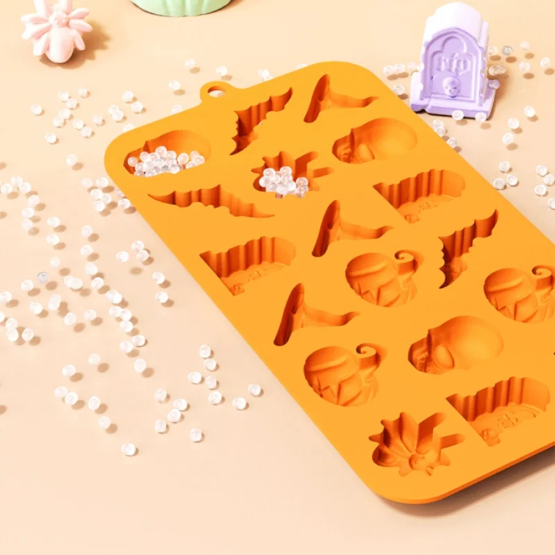 1pc Stampo per cioccolato di Halloween Zucca Teschio Ragno Pipistrello Torta in silicone Caramelle Biscotto Cubo di ghiaccio Stampo per gelatina Stampo per cottura a casa