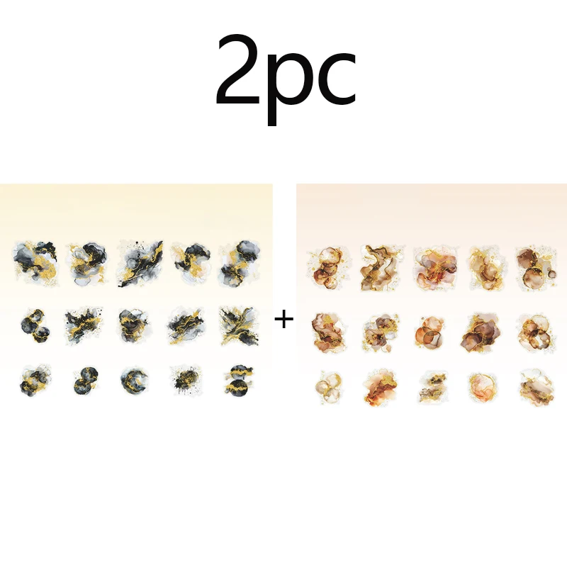 สติกเกอร์ตกแต่งบัญชีมือ 2 ชิ้น ดีไซน์ผสมสีน้ํา เหมาะสําหรับเครื่องเขียน ตกแต่งไดอารี่ ฯลฯ