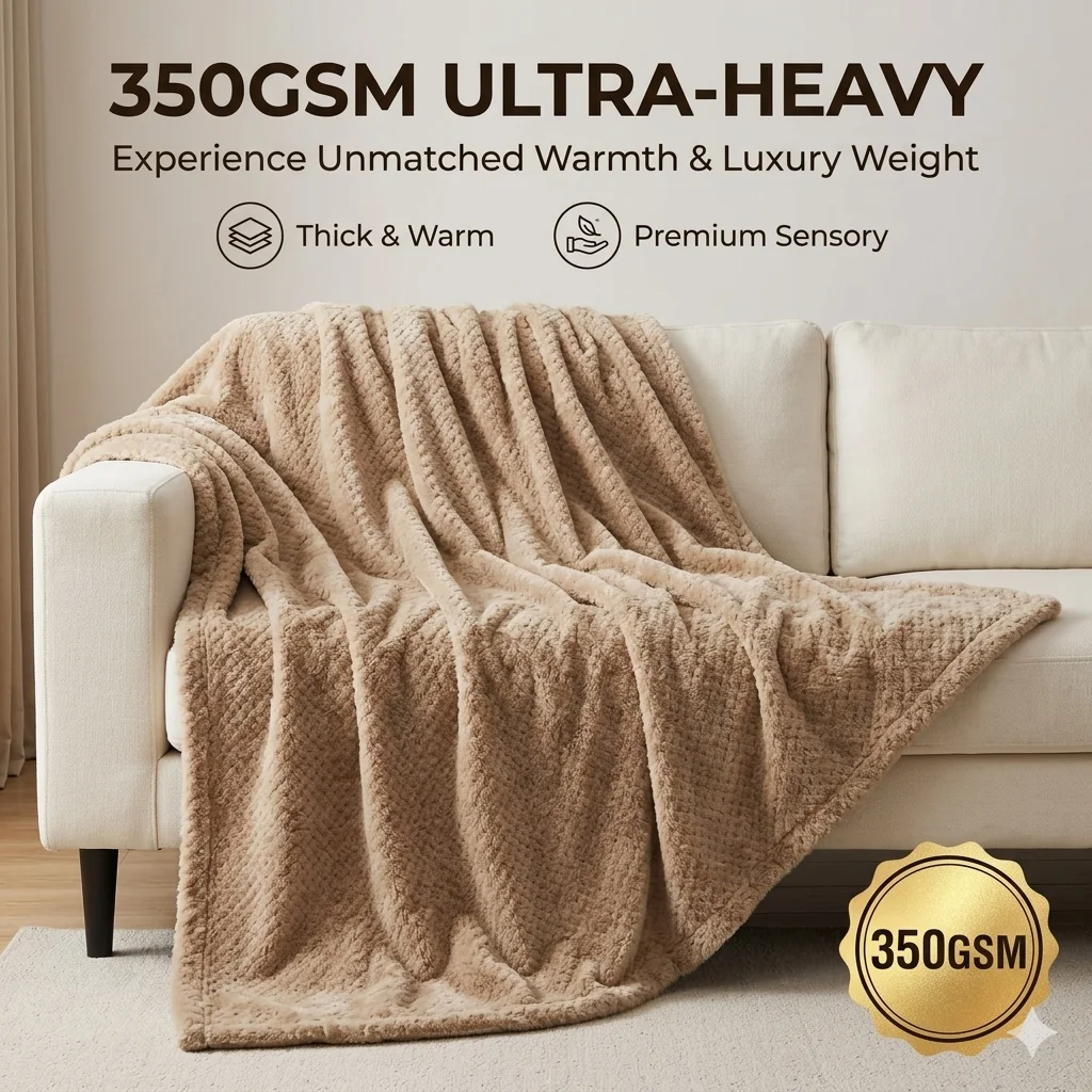Luxury Double-Sided Flannel Fleece Blanket Ultra Soft Thick Warm Pineapple Grid Couch Bed Blanket Cozy Plush Sofa Throw Blanket