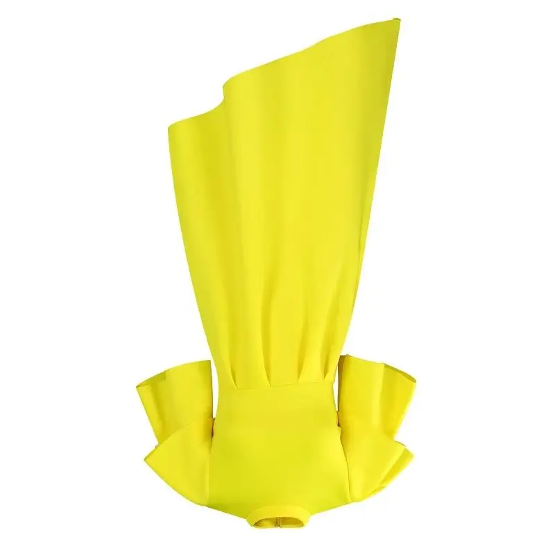 

Women's Clothing Summer New Double-layer Lotus Leaf Sleeves Solid Color Pendulum European American Dresses Foreign Trade Dresses