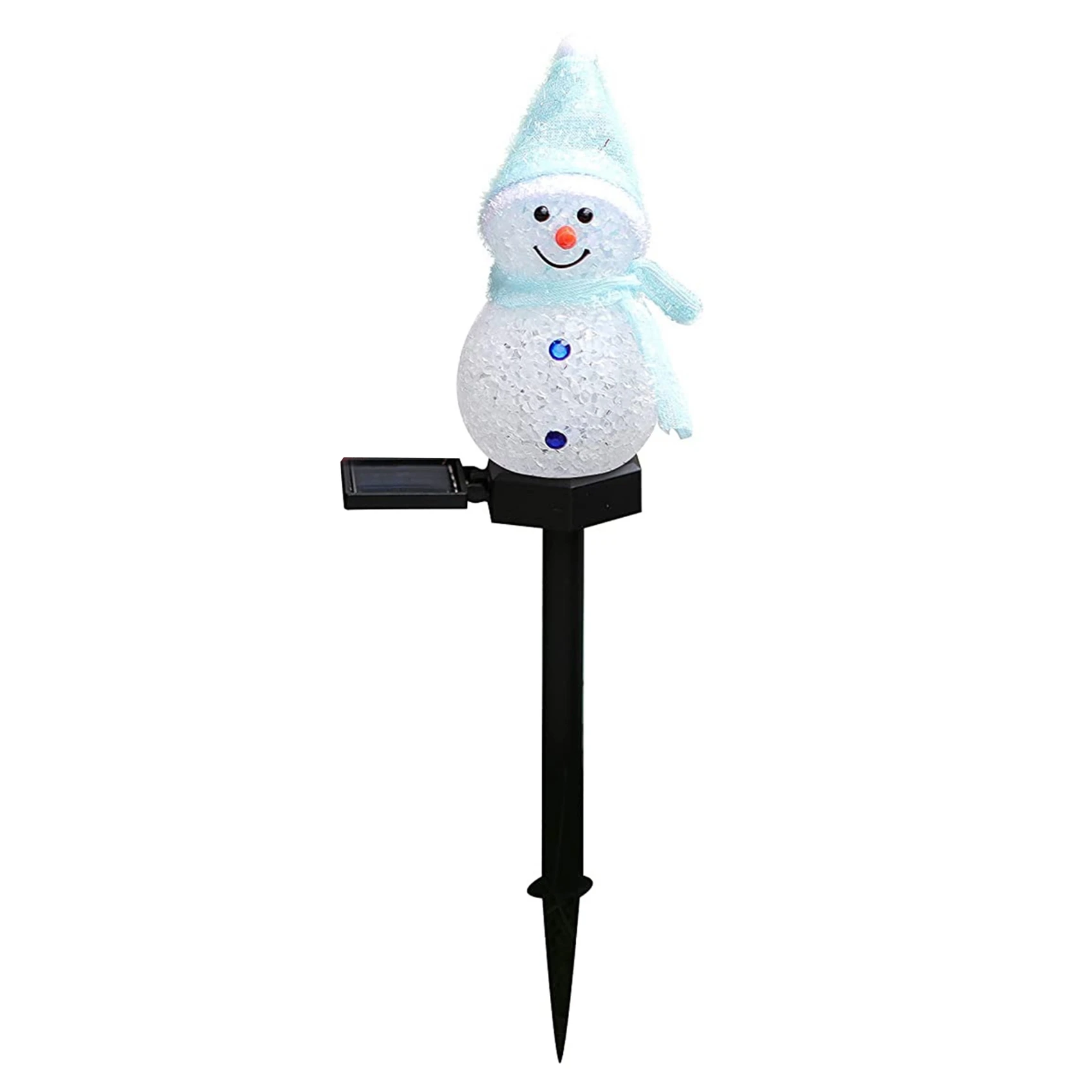 

Snowman Solar Lights Christmas Solar Powered LED Snowman Light Decor Outdoor Garden Stake Lamps Xmas Blue