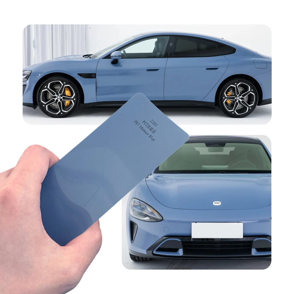 Fashion Bright Meteor Blue PET Car Color Wrap Flexible Removable Original Paint Protection Practical Car Decorative Film