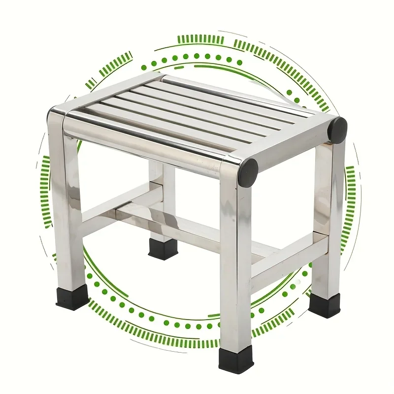 Multi-functional stainless steel square stool - waterproof, anti-slip, thick and durable, suitable for indoor and outdoor use.