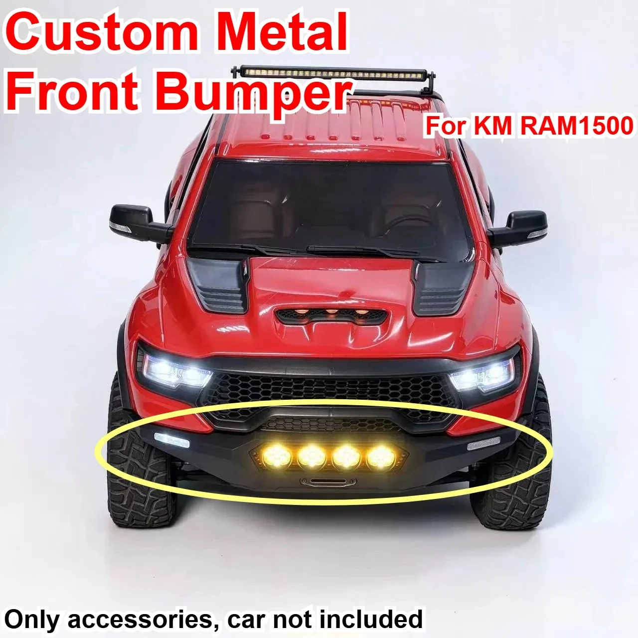 Metal Front Bumper Decor For KM RAM1500 1/8 RC Offroad Pickup Truck Custom Model Number RC Hobby Decorative Upgrade Mod Parts
