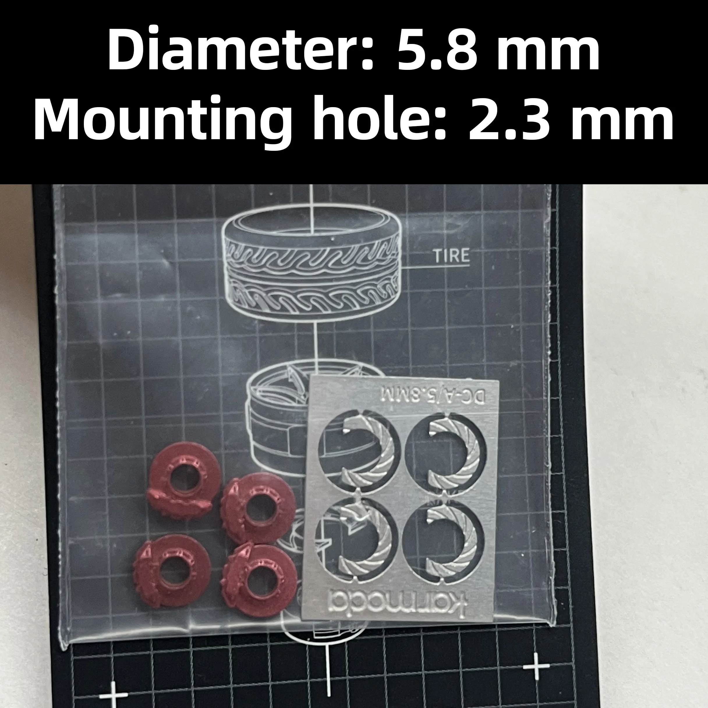 1/64 Scale Car Model Set with Red Calipers, Disc Brakes, and Etched Parts