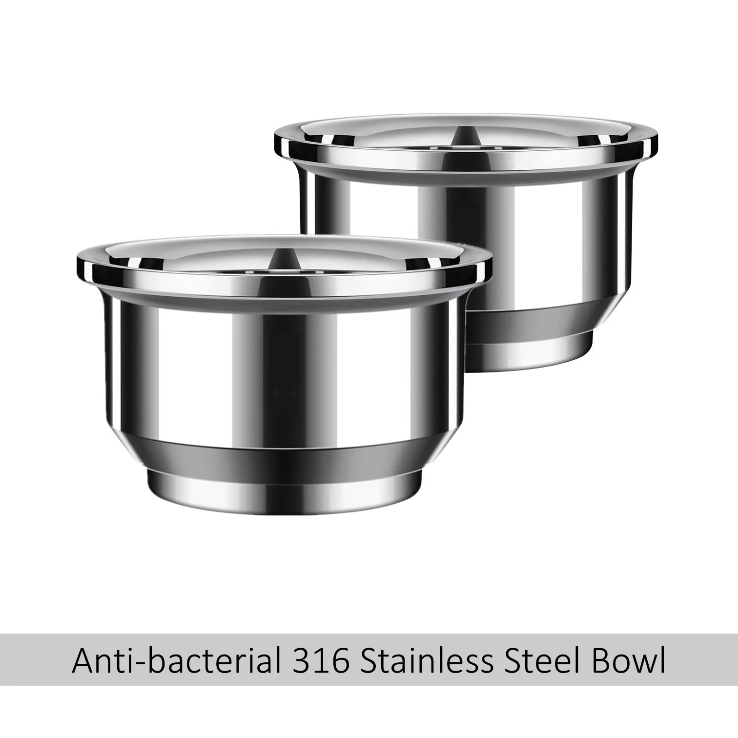 

2 Pieces of LFGB Certificate 316 Stainless Steel Bowl 99.9% Anti-bacterial Fall Resistant Baby Care Dinnerware for Children