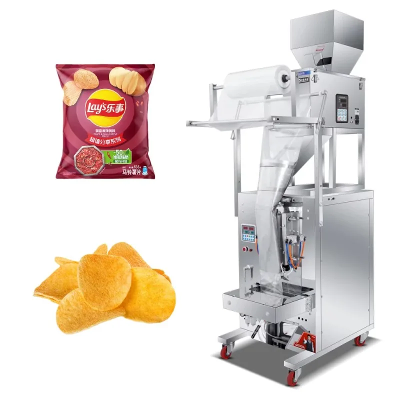 

Automatic 500g Snack Food Packaging Machine Potato Chips Filling Wrapping Packaging Plastic Bags Foil Paper Motor Powder Candy