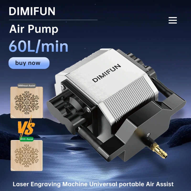 

28W Portable Silent Air Compressor 60L/min Adjustable Speed ​​- Suitable for CNC Laser Engraving Machines multifunctional tools