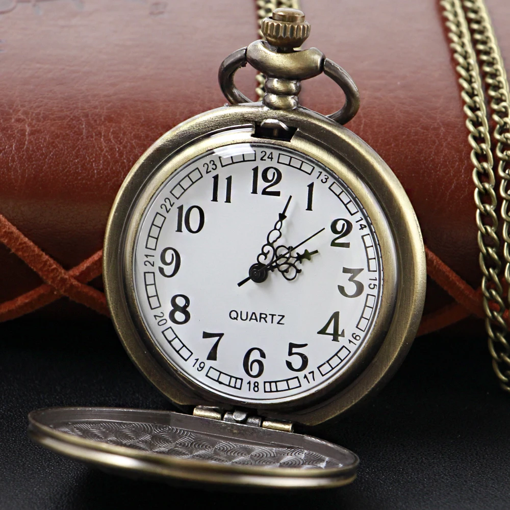 1913 Texas Saloon Western Denim 3D Embossed Quartz Pocket Watch Classic Vintage Fob Chain Necklace Accessories Clock Best Gift