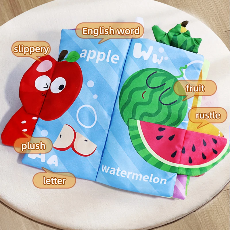 Livro de pano de cauda de bebê pai-filho interativo som papel quebra-cabeça pano livro chocalho 0-36m crianças sensoriais aprendizagem precoce brinquedos