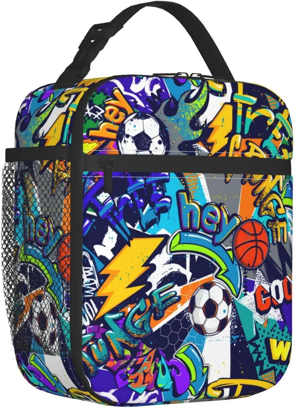 Sport Cool Soccer Theme Lunch Bag for Men Boys Kids Soccer Lunch Box for Work Picnic School Travel Hiking Beach or Fishing