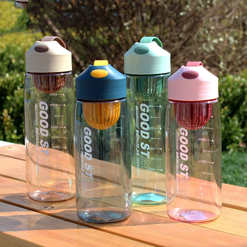 480/550ML Water Bottle Portable Travel Bottles Sport Fitness Drinking Cup Summer Cold Water With Time Scale For School Travel