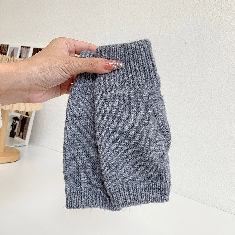 

New Unisex Half-finger Gloves Female Wool Fingerless Touch Screen Thick Knitted Wristband Finger Thick Glove Mitten Solid Color