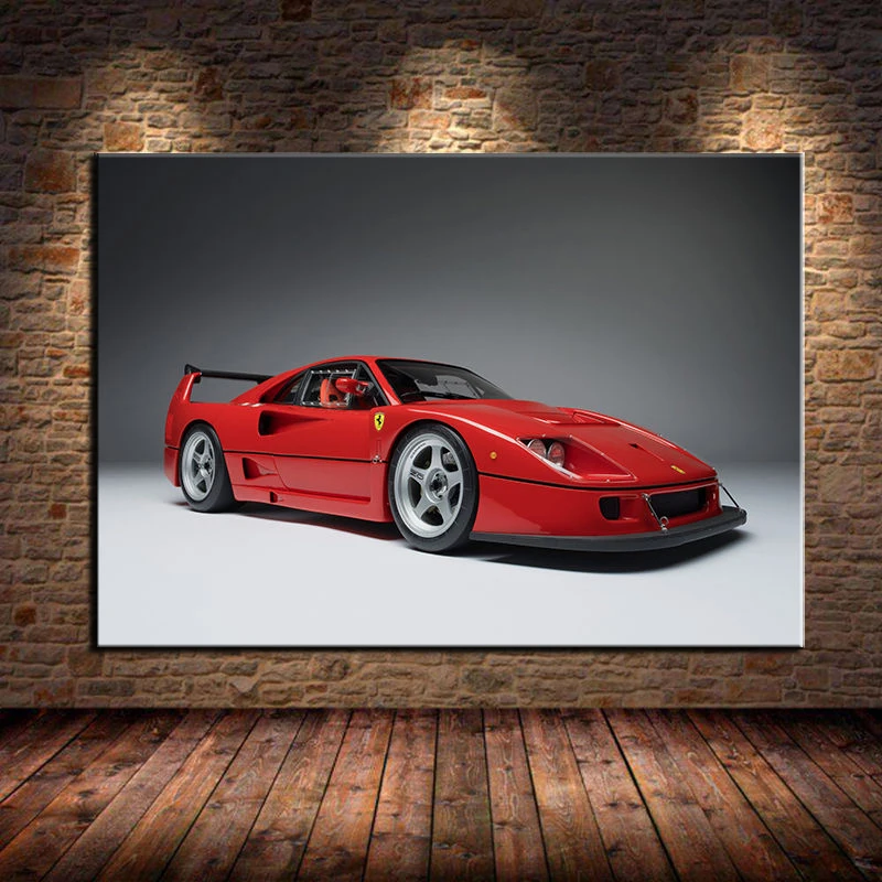 F40 Red Supercar Sport Car Vehicle Modern Poster Pictures Canvas HD Wall Art Home Decor Paintings Living Room Decoration