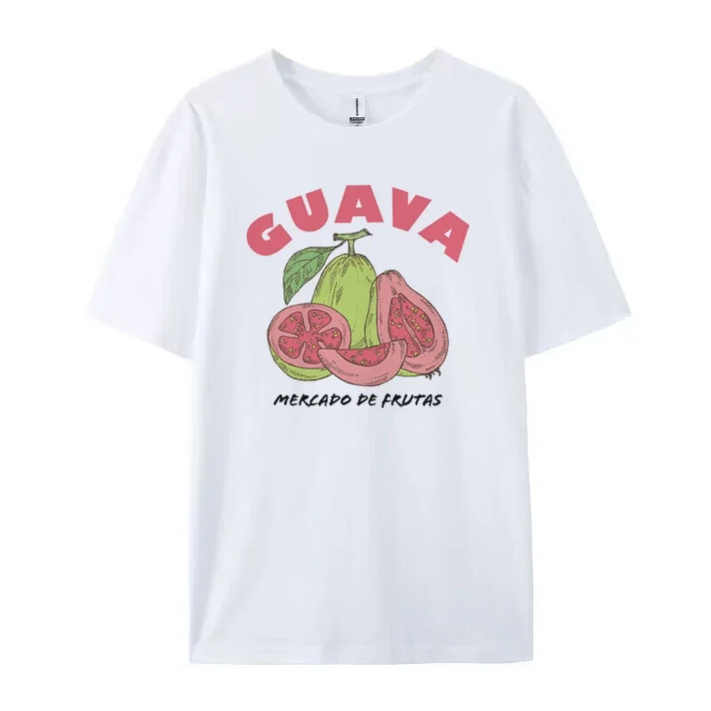 Guava Gedruckt Frauen Mode Tops Nette Exotische Obst Graphic Tee Kurzarm Ästhetische Cottagecore T-Shirt Weibliche Vintage Kleidung