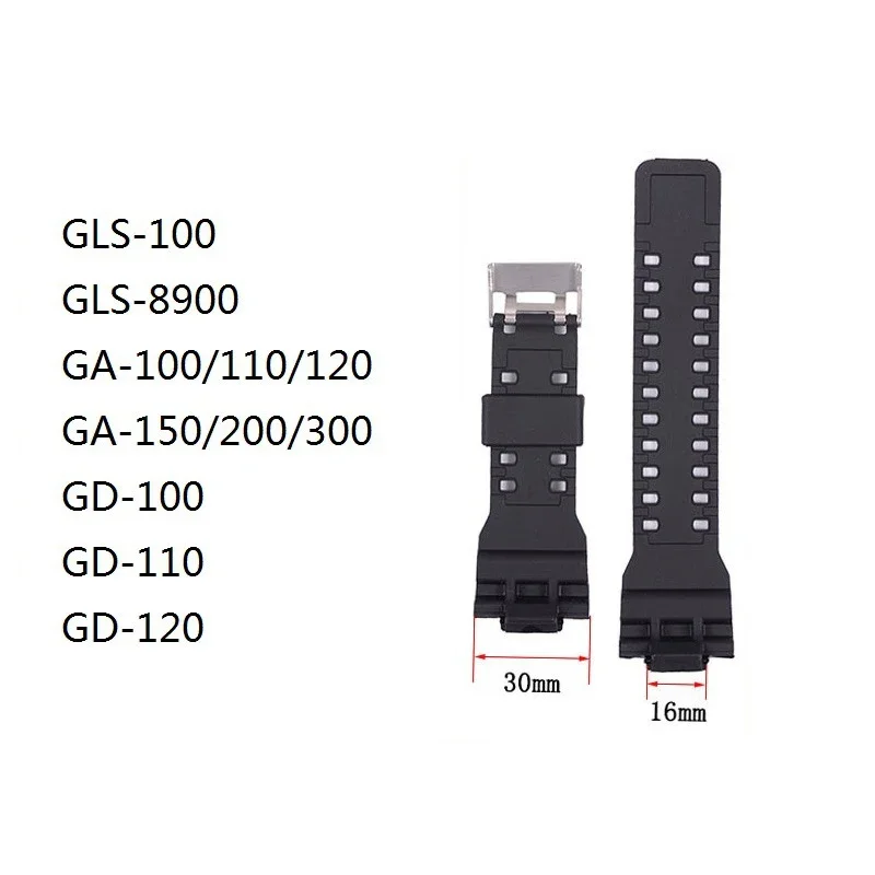 16MM Lug Rubber Resin Watch Replacement Strap For Casio G-Shock GA110 GA120 GD120 GA150 GW8900 Band
