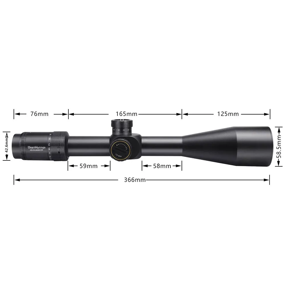 WestHunter HD-N 6-24x50 FFP ライフルスコープ第一焦点面光学照準器 1/8 MOA タレット HD ガラスエッチングレチクル狩猟スコープ