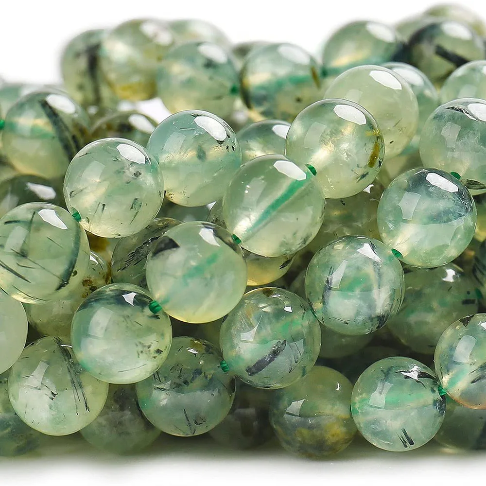 

4/6/8/10mm Natural Reiki Stone Prehnite Crystal Round Loose Spacer Gemstone Accessories for DIY Jewelry Handicrafts Making Gifts