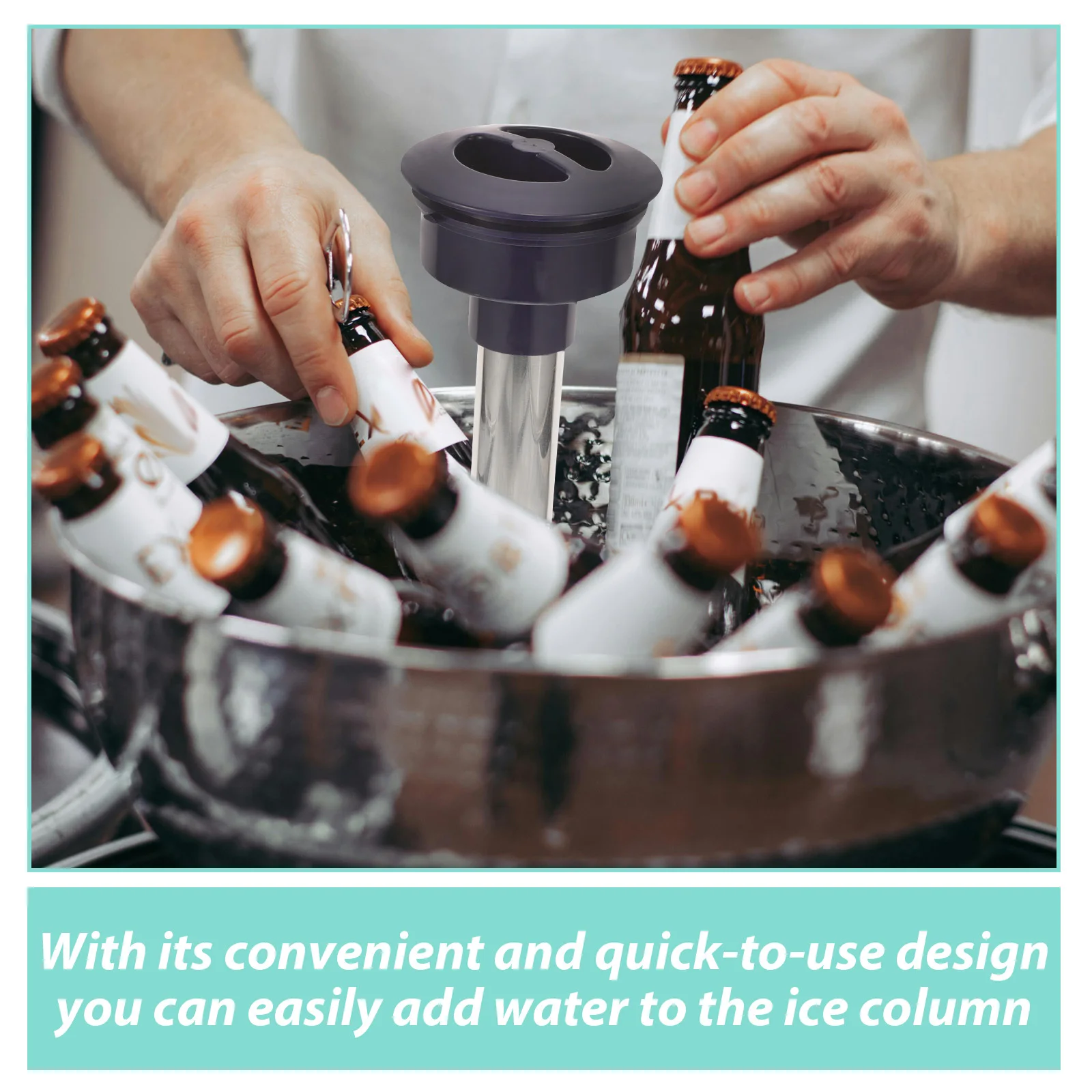 

Stainless Steel Ice Column Tube Down Beer Tower Easy Clean Perfect for Events Reusable Ice Cubes