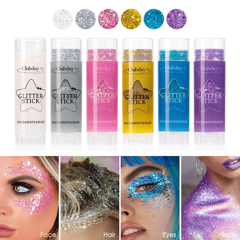 Paillettes scintillanti Glitter Gel Stick Highgloss Shine Bianco Perla Rosa Ombretto Glitter Viso Body Painting Illumina il trucco scenico