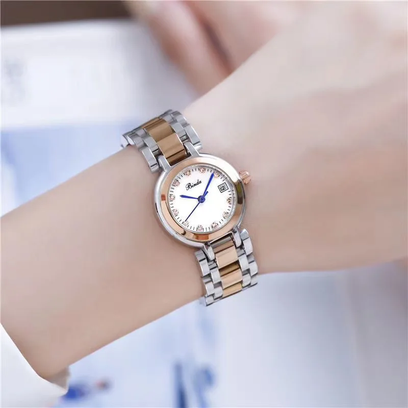 ساعة بيندا كوارتز كلاسيكية أنيقة للنساء مقاس 32 ملم مع سوار ومشبك من الفولاذ المقاوم للصدأ