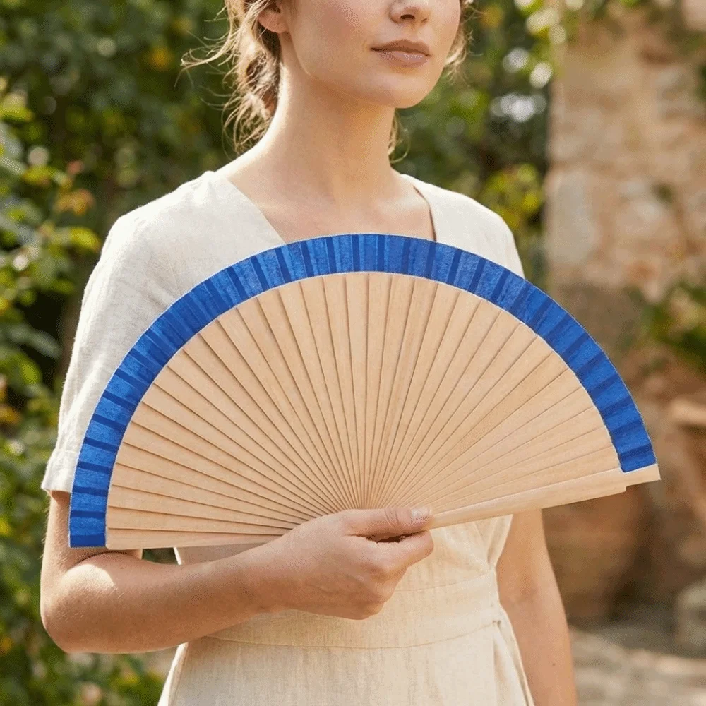 Classic Plain Design Spanish Folding Fan 23cm Traditional Decorative Fan Portable Multipurpose Hand Cranked Fan Cultural Events