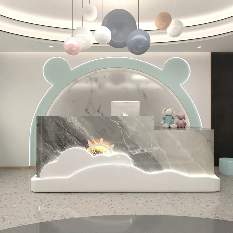 

Elegant Reception Counter Aesthetic Modern New Style Reception Counter Contracted Stylish Comptoir De Reception Office Furniture