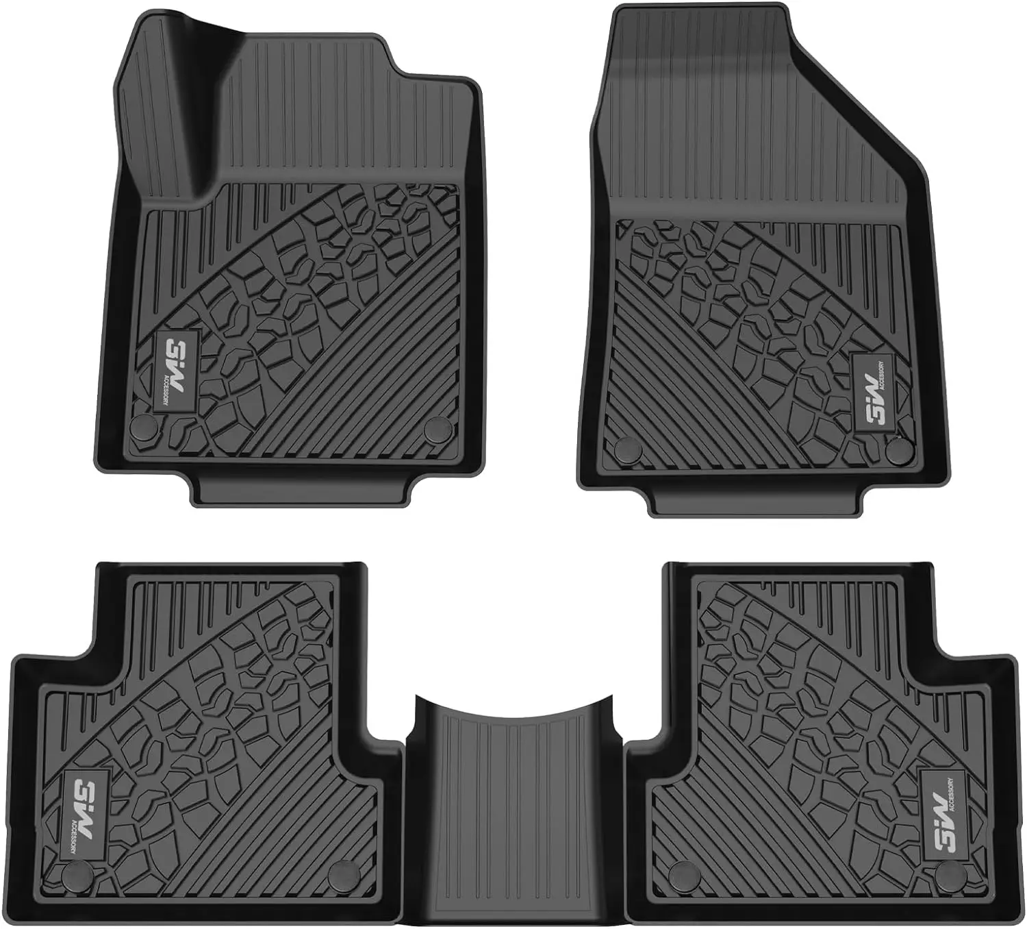 Fit ForJeep Cherokee 3W Car Floor Mats Liners 2015-2023 All Weather Black TPE