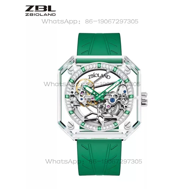 Fully transparent crystal mechanical watch with diamond dial light luxury hollow watch L1066