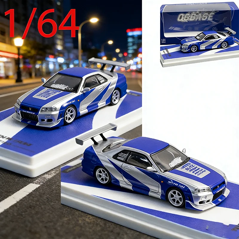 

TM 1/64 Skyline GT-R R34 Diecast Model Car Alloy Simulation JDM Legendary Sport Car Collectible Model Toy for Collection Gift
