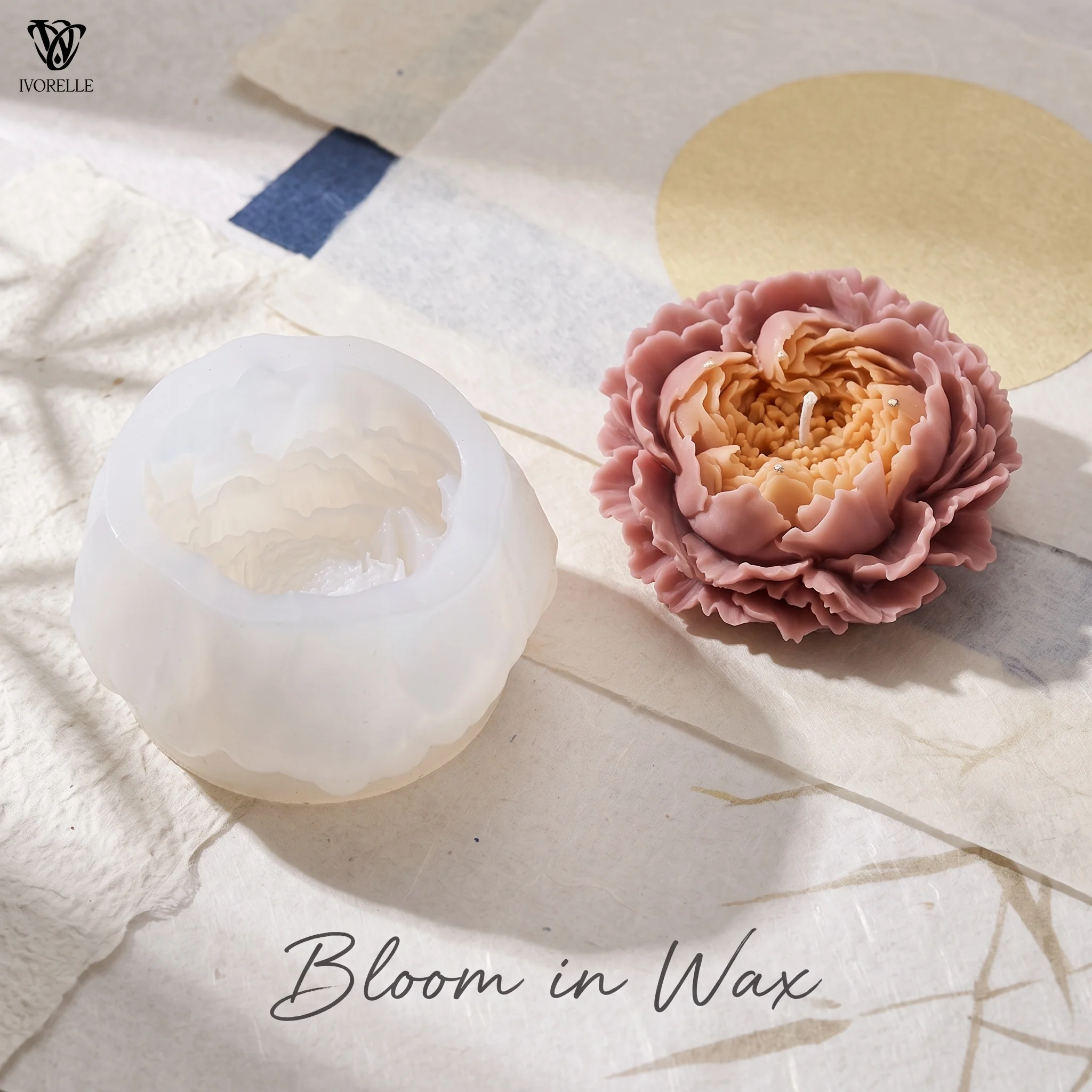 Resin Craft Ideas - IVORELLE Blooming Peony Flower Silicone Candle