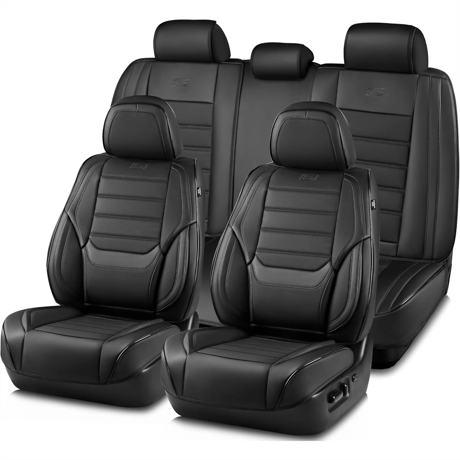 

Memory Foam Car Seat Covers, Waterproof Leather Seat Protector Full Sets, Max Cushioning Automotive Universal Fit for Most Cars