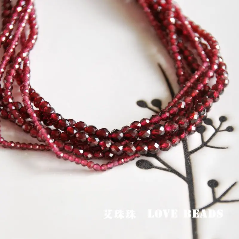 HEJI Half String!!! Natural Brazil Garnet Faceted Cut 2mm/3mm/4mm 7inch/18cm Tiny Seed Beads Jewelry Making DIY For Women