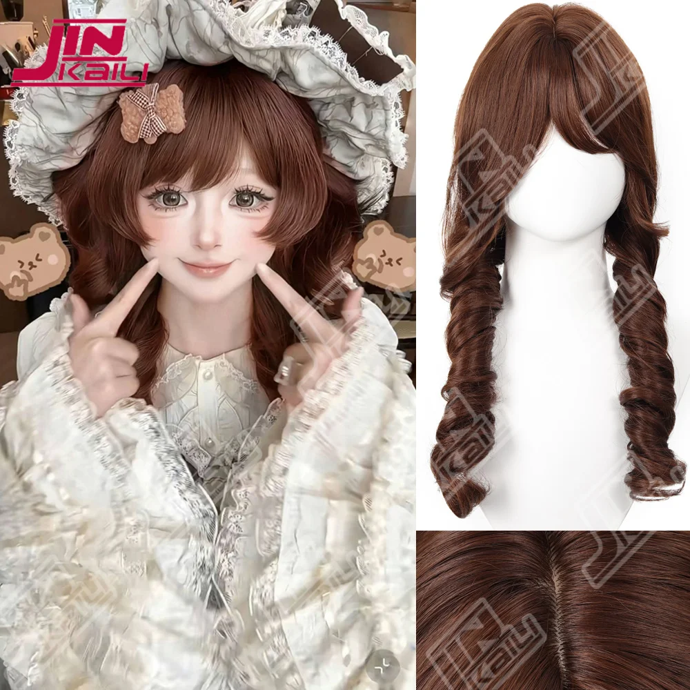 JKL Jellyfish Roll Princess Head Short Horns Sweet Cute Lolita Wig Sideburns Double Ponytail Party Halloween Synthesis Wig
